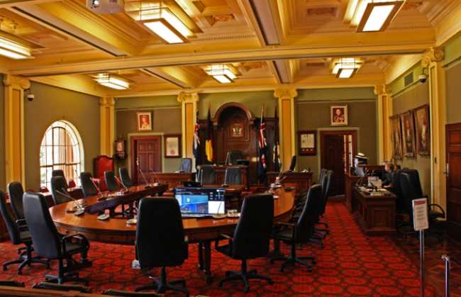 Onstage in the Council Chamber