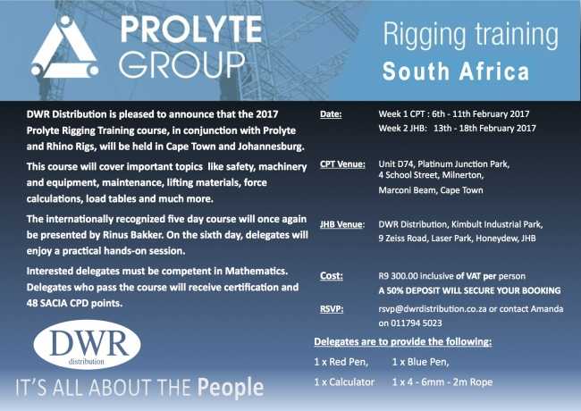 Proltye rigging workshop returns to South Africa